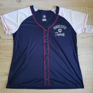 Minnesota Twins Womens Navy and White Baseball Jersey 2XL